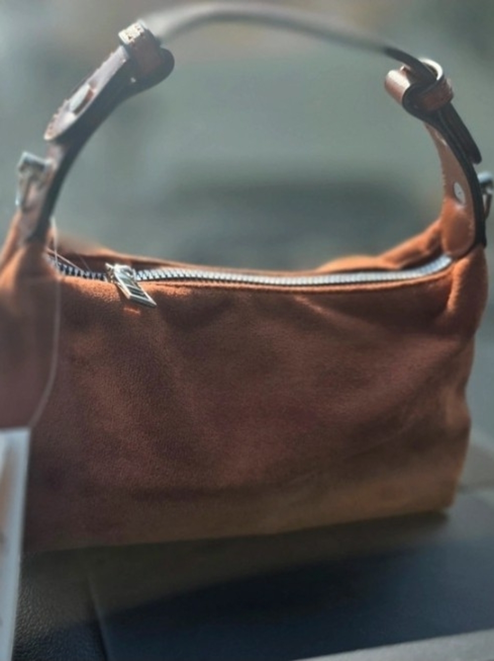 Suede Shoulder Bag in Rust Brown — Women’s Everyday Tote